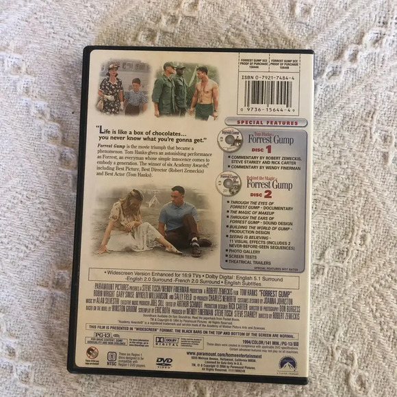 Forrest Gump Dvd Special Collectors Edition 2 Disc Widescreen Tom Hanks 1994 - Picture 3 of 3